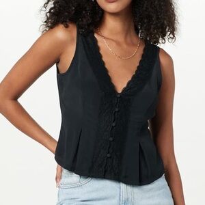 The Drop Women's Paloma Lace Trimmed Sleeveless Top Size Small NEW